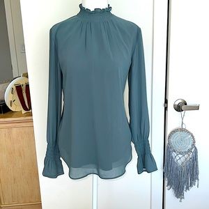 Ann Taylor Ruffle High Neck Top